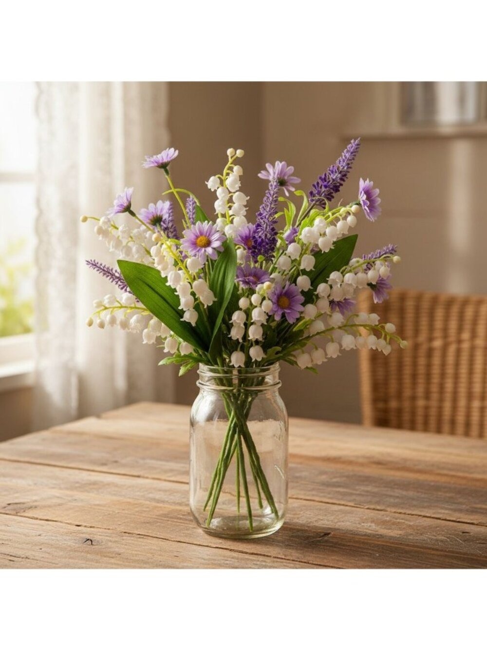 Artificial Lily Of The Valley Flowers 8 Stem Bunch Faux White Floral Bouquet - Picture 4 of 10